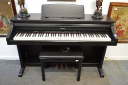 A Technics SX-PX207 electronic piano with piano stool.