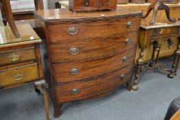 A 19th century mahogany bow front four drawer chest on bracket feet.