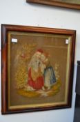 A pair of rosewood framed Victorian tapestry pictures.