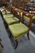 A part set of Regency rope twist back mahogany dining chairs, one with arms (faults).