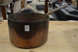 A large copper saucepan.