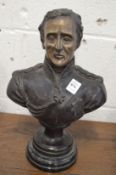A cast bronze bust of Nelson.