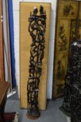 An unusual large carved hardwood figure group.