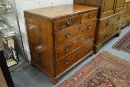 A good 18th century walnut 'caddy top' straight front chest of drawers comprising two short and