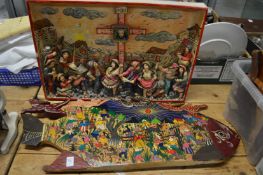 Decorative wooden and moulded plaques.