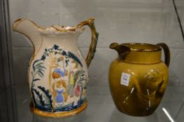 Two large decorative jugs.