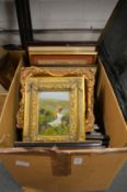 A quantity of decorative paintings, prints engravings etc.