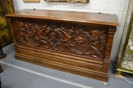 A good large 19th century Italian carved walnut cassonne.