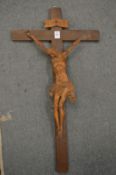 A large carved wood crucifix.