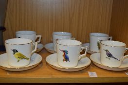 A set of six Hammersley cups and saucers decorated with Rowland Ward birds.