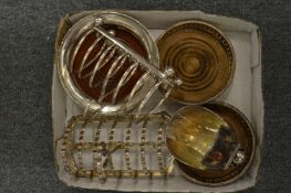 Plated items to include toast racks and bottle coasters.