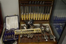 Various plated flatware etc.