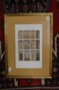 Architectural subjects, a set of four colour prints, uniformly framed and glazed.