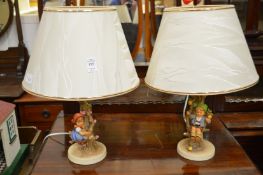 A pair of Goebel figural lamps (minor losses).