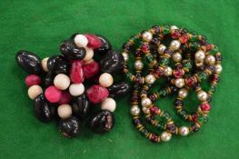 Decorative bead necklaces.