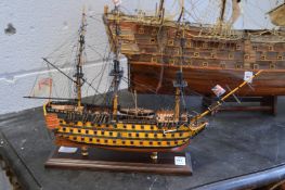 A small model of a gun ship.