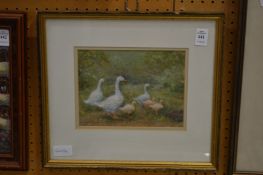 Helen Lynn, geese and goslings, pastel.