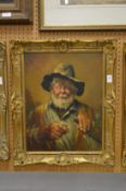 Continental school, a portrait of an elderly man with a white beard pouring himself a drink.