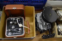 A Bolex Synchronizer together with an unusual handheld camera (?).