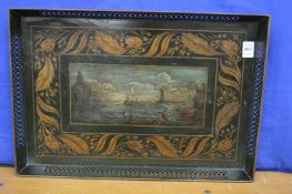 A decorative metal tray.