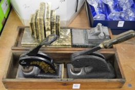 Alabaster bookends etc.