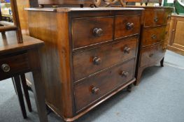 A Victorian mahogany straight front chest of two short and two long drawers.