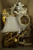 Decorative cherub light fittings (af).