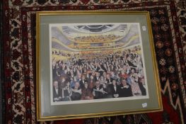 Figures seated at Glyndebourne, limited edition colour print, signed.