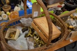 A quantity of brass door furniture and other items.