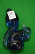 A Wedgwood blue glass squirrel.