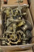 Various brass light fittings etc.
