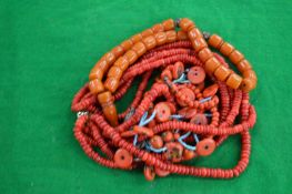 Various coral necklaces.