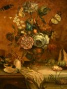 Attributed to Astruc de Vissec (18th Century) French, a still life of flowers on a table with