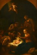 19th Century Continental School, the adoration of the shepherds, oil on canvas, with stamp and faint