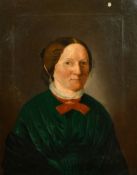 19th Century German School, A pair of portraits a lady wearing a green top, the neck edged in lace