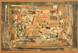 R. Hessl, an abstract composition, collage, signed in pencil, 9.25