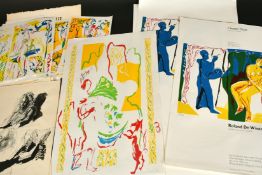 Roland de Winter, a collection of coloured linocuts of mainly figural subjects including some