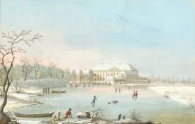 Niegelssohn (19th Century), figures skating on the lake of the Schloss Bellevue Palace, Berlin,