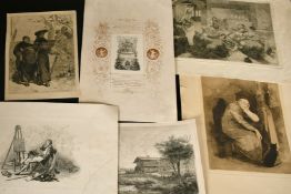A small collection of etchings after Neureuther and Montbard, mostly figures, sizes from 5