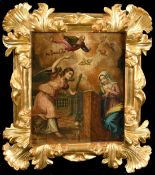 Late 17th Century Continental School, The Annunciation, oil on copper, inscribed and dated, 13.75