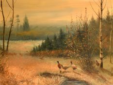 Wilhelm (Willi) Lorenz (1901-1981) German, Pheasants gathered by a pool of water in an Autumn