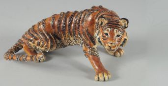 A JAY PAINTED METAL TIGER 7ins long.