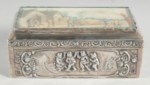 A GOOD 19TH CENTURY DUTCH SILVER RECTANGULAR BOX AND COVER