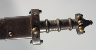 A LARGE GERMAN BROAD SWORD with triple fullered blade and gladiator hilt. Signed. AUG SCHNEIDER,