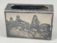 A RUSSIAN NIELLO SILVER MATCH BOX CASE. 2.25ins.