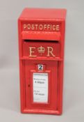 A RED E.R. POSTBOX. 1ft 10ins high.