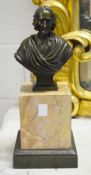 A GOOD BRONZE BUST on a marble and bronze base.