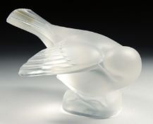 A LALIQUE GLASS BIRD. Signed, Lalique, France. 4ins high.