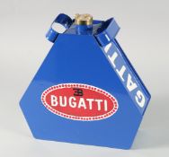 A REPLICA BLUE BUGATTI OIL CAN.