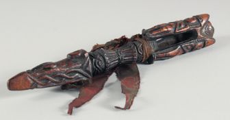 A TIBETAN CARVED WOOD PRIEST'S PHURBA